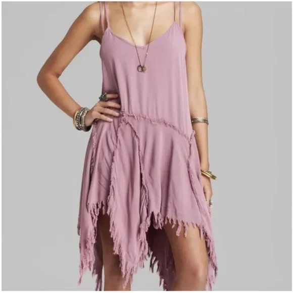 Free People Pink Ruffled Asymmetrical Sundress - Picture 2 of 6